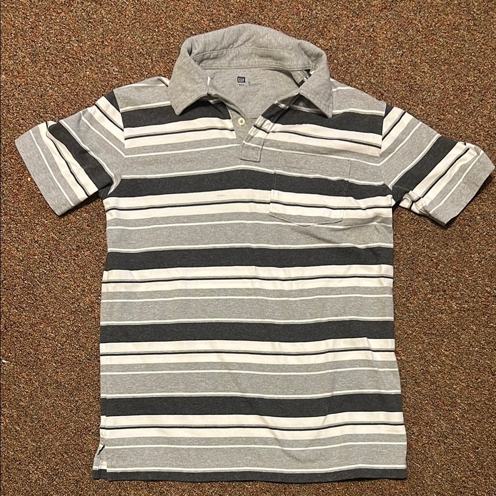 GAP Men’s Small Gray Striped Polo Shirt